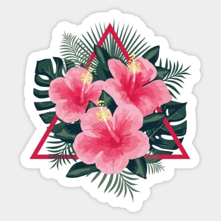 Tropical Flowers. Pink Hibiscus Sticker